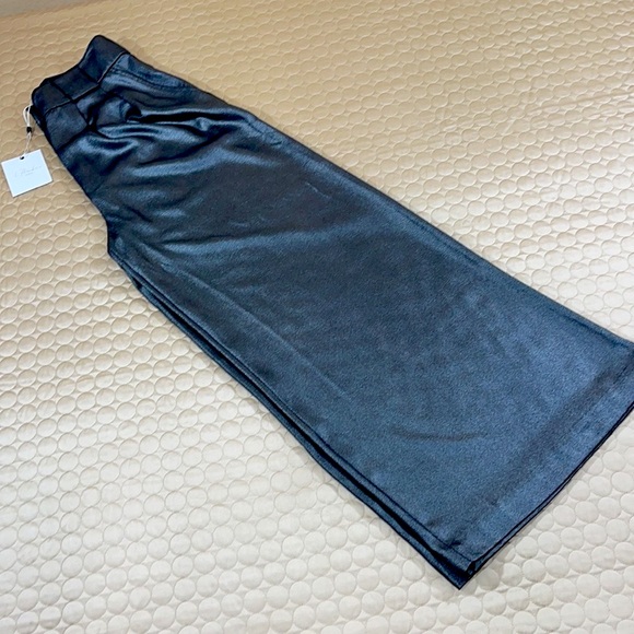 🌱 NWT L’Acqdemie High Waist Wide Leg Metallic Pants - Picture 4 of 9